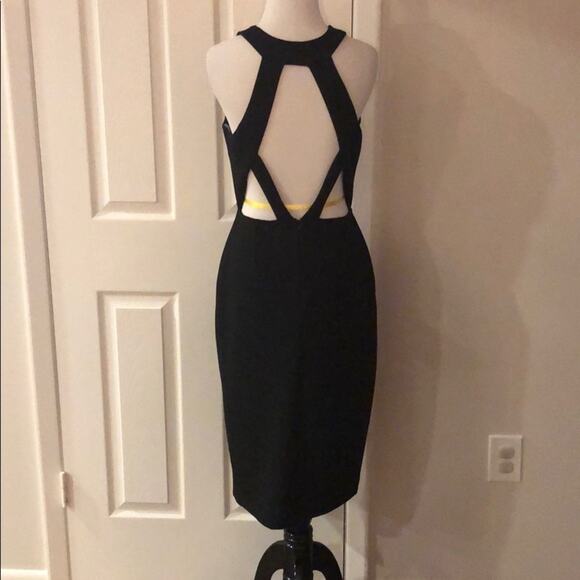 High Neck Dress Open Back Black - Picture 7 of 9